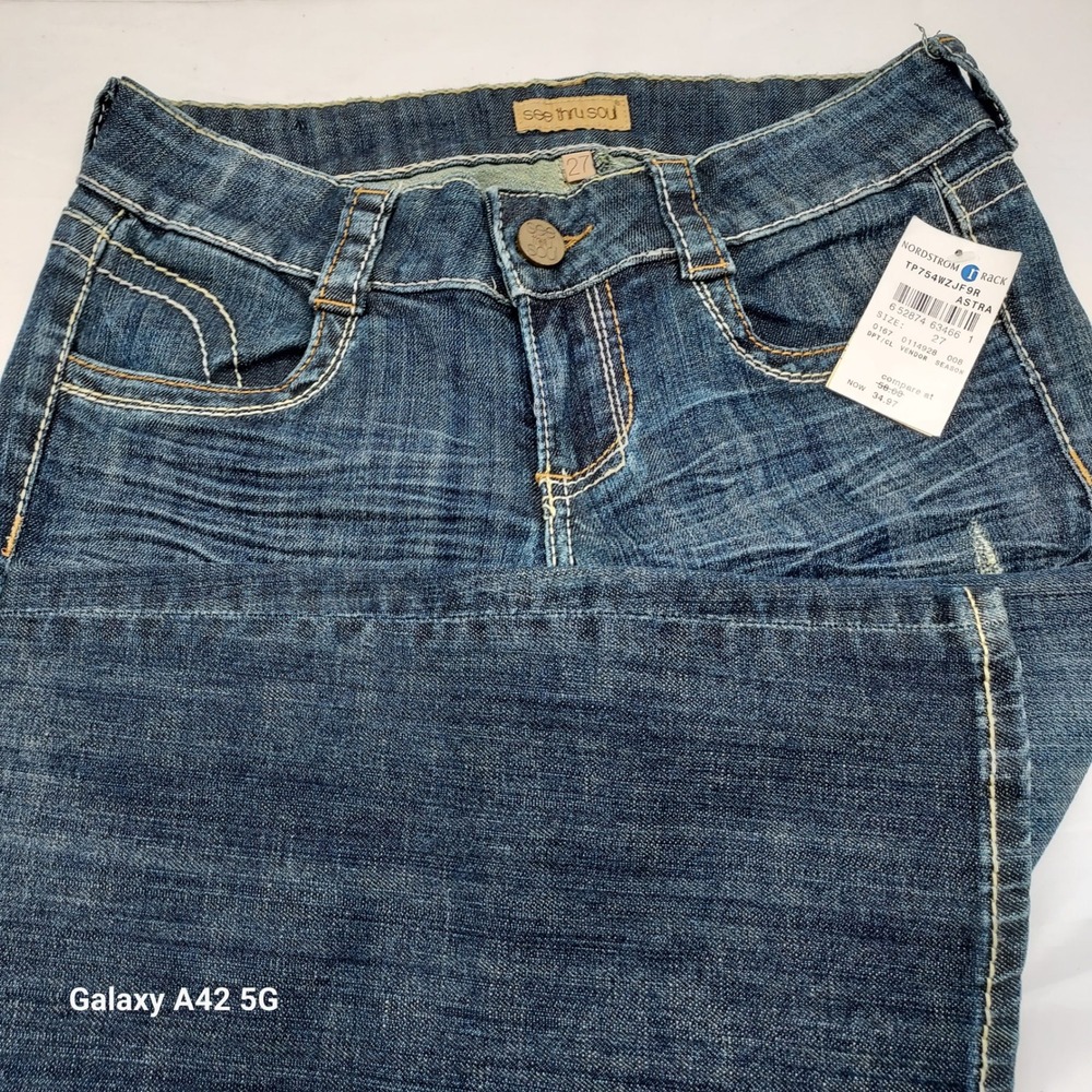 See Thru Soul Astra Bootcut Jeans Dark Wash Distressed TP754WZJF9R Size 27